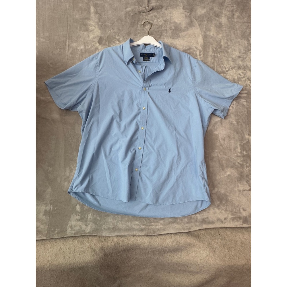 Ralph Lauren Classic Fit Performance Shirt XXL Blue Short Sleeve Untucked Fit